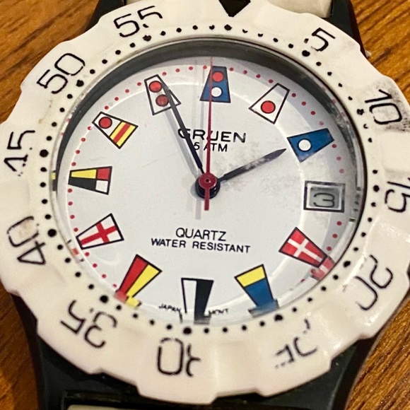 Rare Vintage Mens Gruen "Flag" Diving Watch - Picture 3 of 11